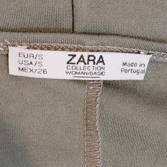 ZARA Womens Regular Oversized Army Green Shirt Dress Shark Bite Hem Size Small - Picture 11 of 16